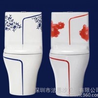 彩色青花瓷马桶坐便器节水座便 款式超漩冲水彩色坐便器